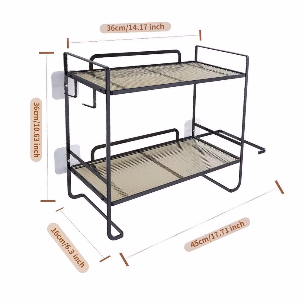 VOGREX 2-Tier Over the Toilet Bathroom Storage Shelf in Black – 2