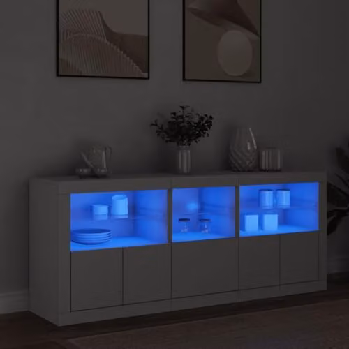 vidaXL Modern White Sideboard with Integrated LED Lights, W/D/H: 162 x 37 x 67 cm – 2