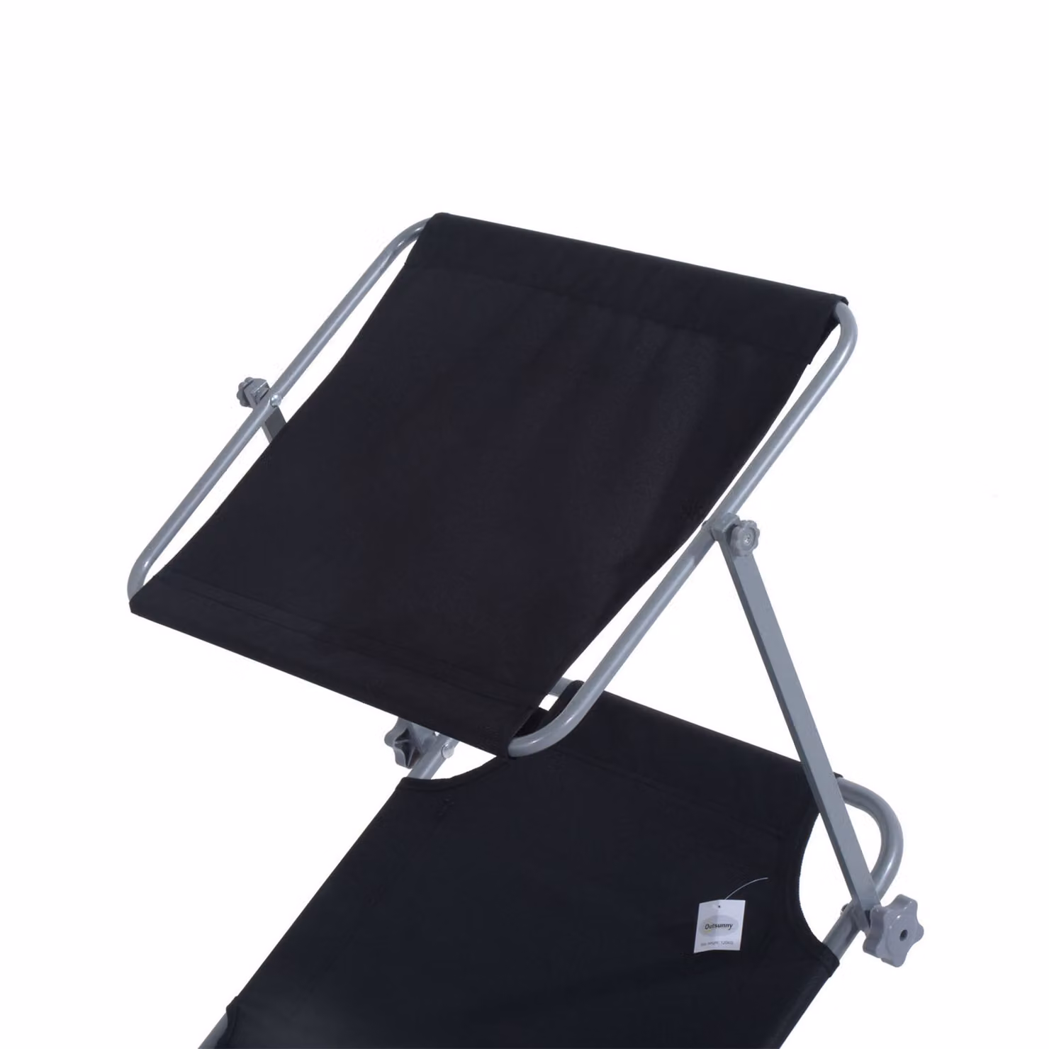 Outsunny Black Reclining Sun Lounger with Sun Canopy and Adjustable Headrest, W/D/H: 120 x 58 x 36 cm – 8
