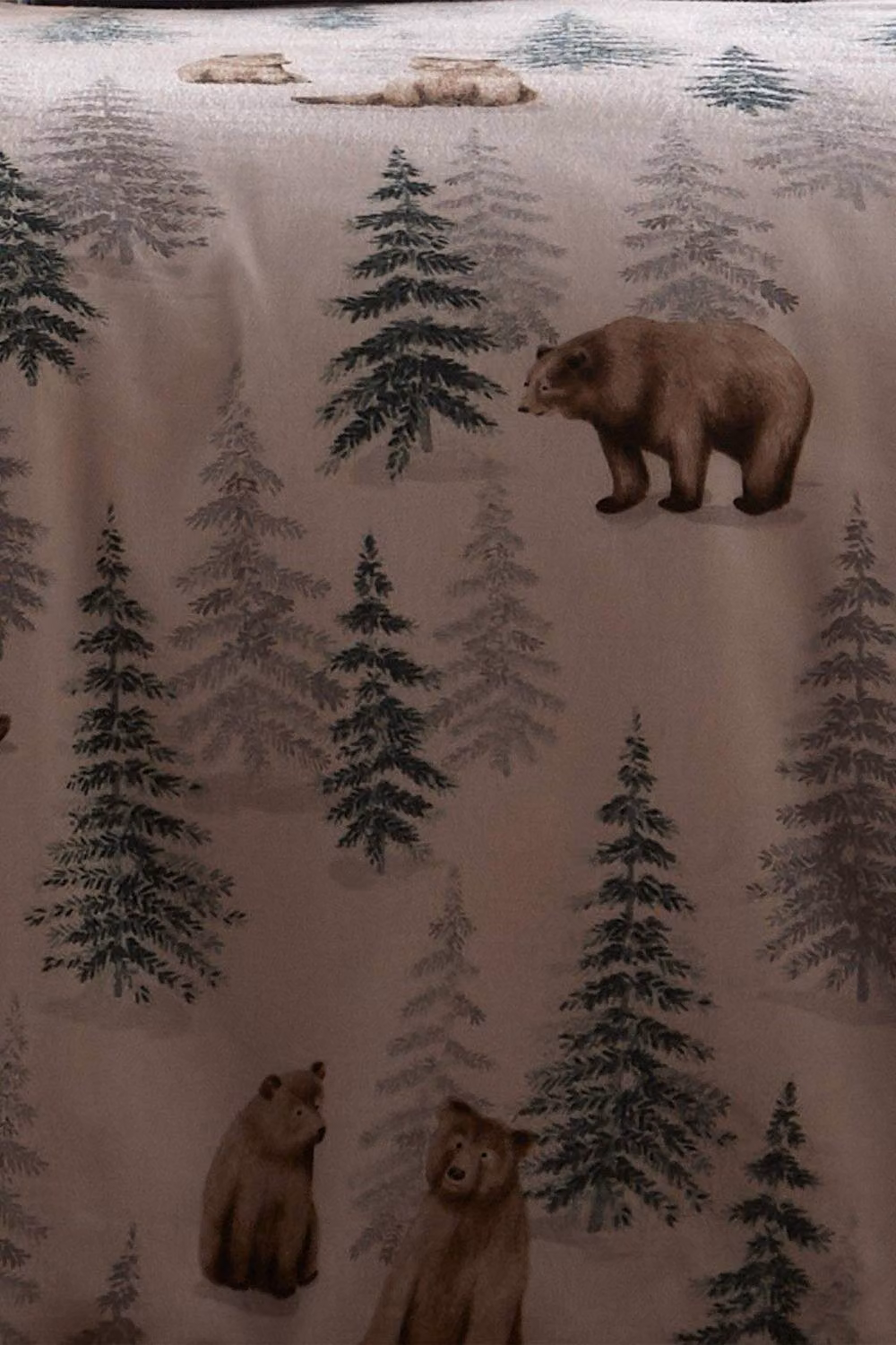 Dreams & Drapes Bear Walks Reversible Brushed Cotton Flannelette Duvet Cover Set in Green and Sand, W: 180 cm, H: 200 cm – 3