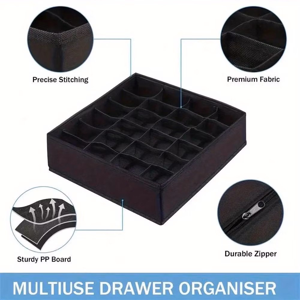 KORVIXA 2x Foldable Organiser Drawer Storage Boxes in Black, W/D/H: 90 x 90 x 90 cm – 4