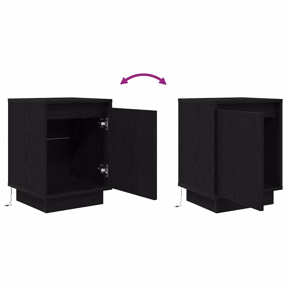 Berkfield Home Modern Black Bedside Cabinet with Integrated LED Lights, W/D/H: 38 x 34 x 50 cm – 6