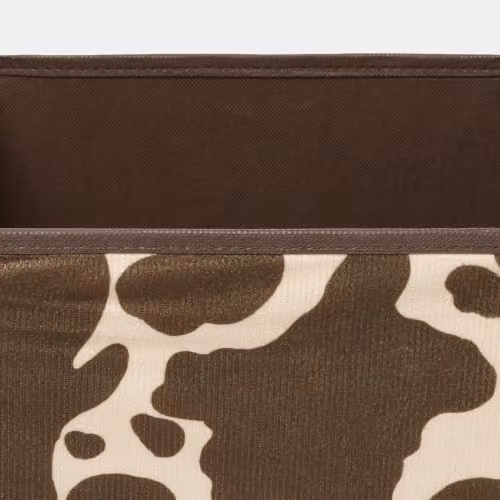 OHS Set of 2 Cow Print Collapsible Fabric Storage Boxes in Brown and White – 3