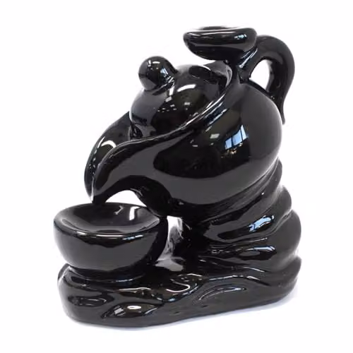 KDMD Black Ceramic Tea Pot Backflow Incense Burner