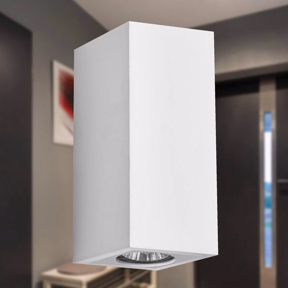First Choice Lighting Kube White Plaster GU10 Dimmable Wall Light – 3