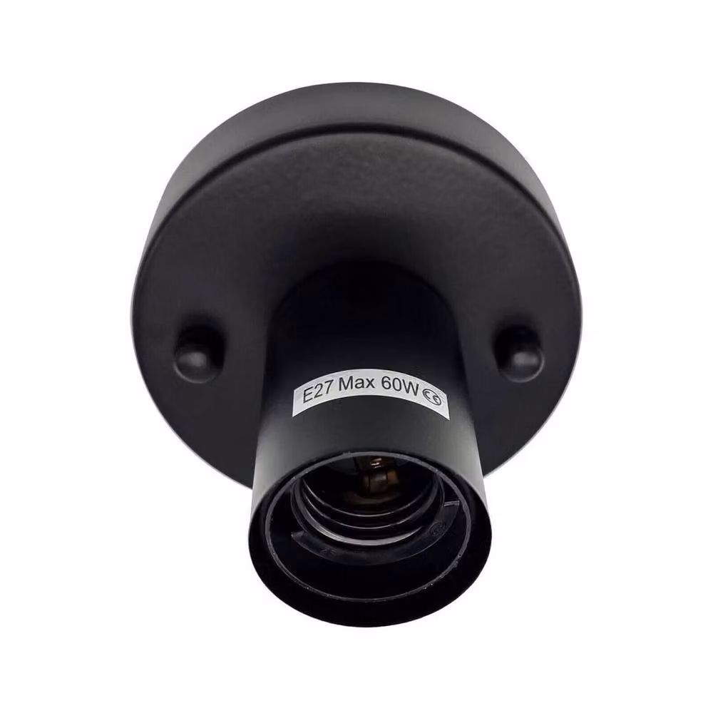NESTLUNE Retro Industrial E27 Batten Lamp Holder with Diamond Bulb Socket in Black – 3