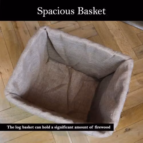JVL Antiques Wash Oval Log Basket with Canvas Lining and Rope Handles – 4