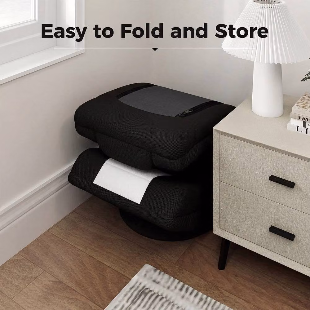 EONLION Black Swivel Folding Floor Gaming Chair for Adults – 3
