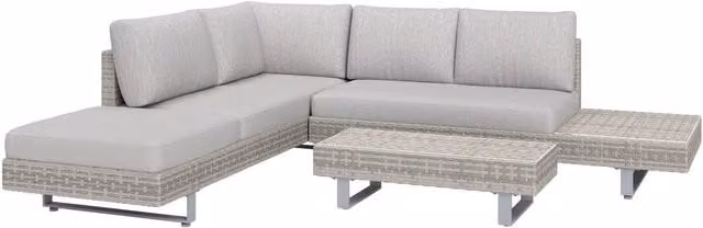 Outsunny 3 Piece Rattan Garden Furniture Set with L-Shape Sofa and Coffee Table in Grey – 2