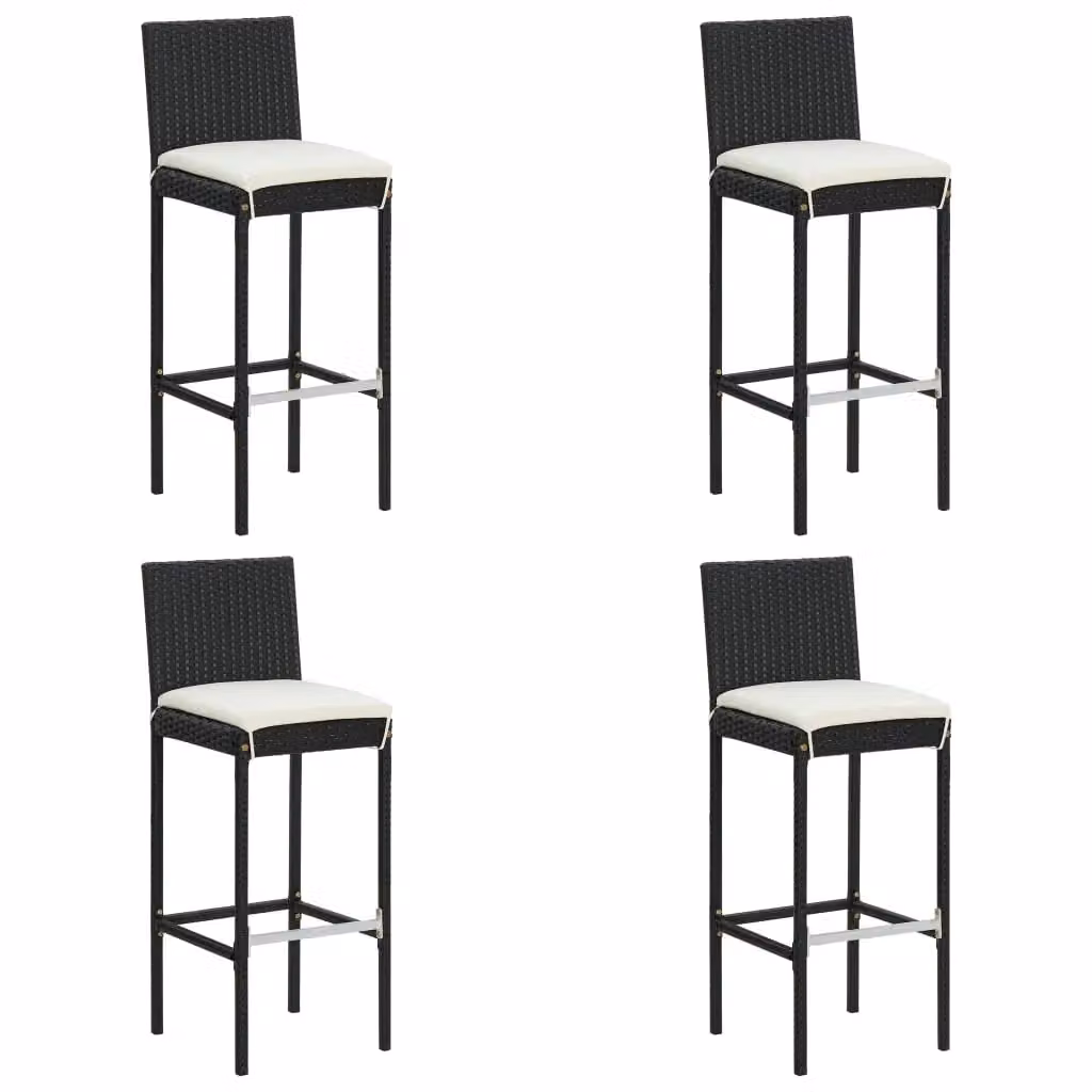 Berkfield Home 5 Piece Poly Rattan Garden Bar Set with Cushions in Black – 2