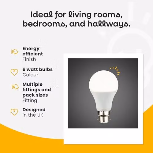 MiniSun 6W LED E27 GLS Globe Bulbs, Pack of 6, 6500K Cool White – 2