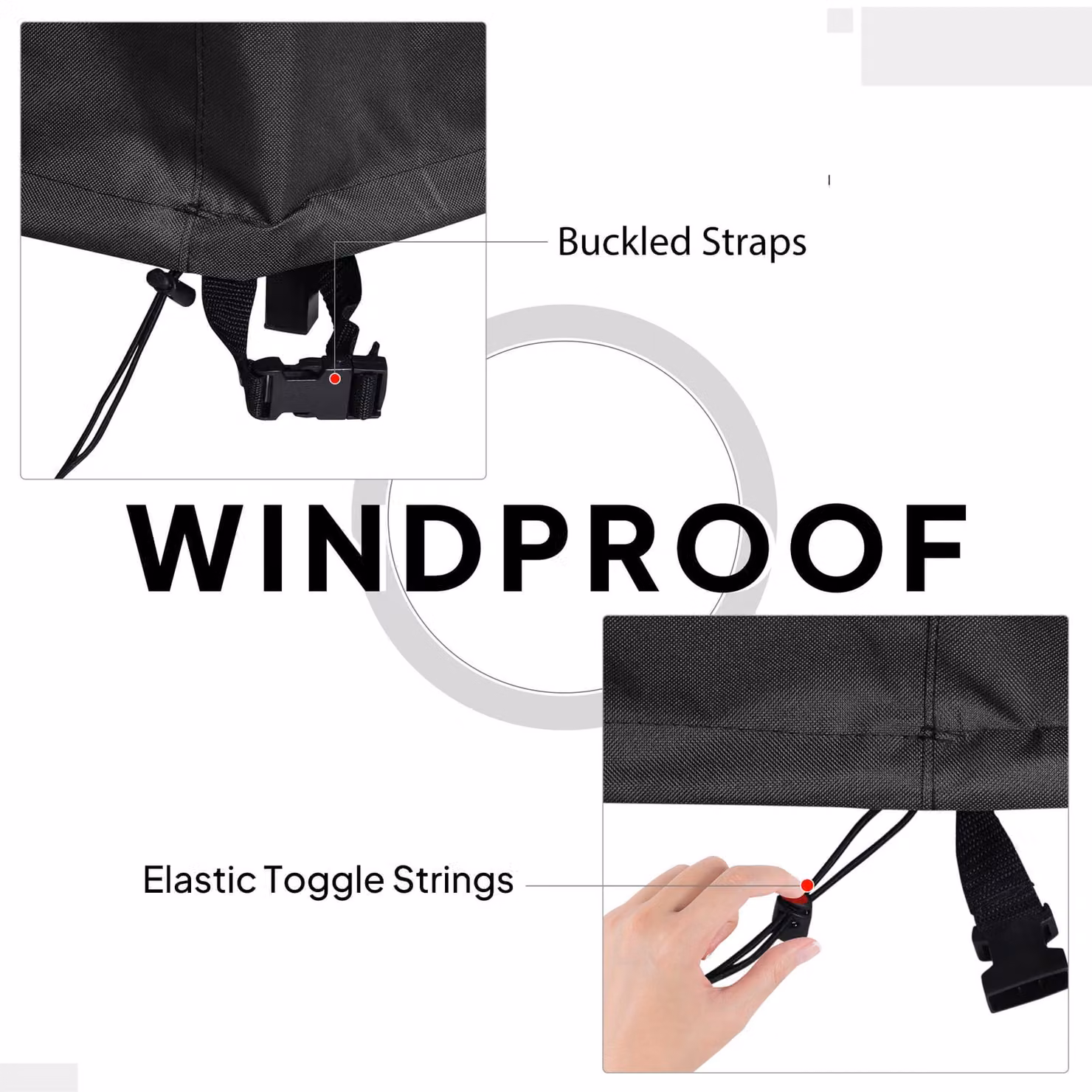 Outsunny Waterproof Round Garden Patio Furniture Cover, Black, Diameter: 193 cm, Height: 80 cm – 6