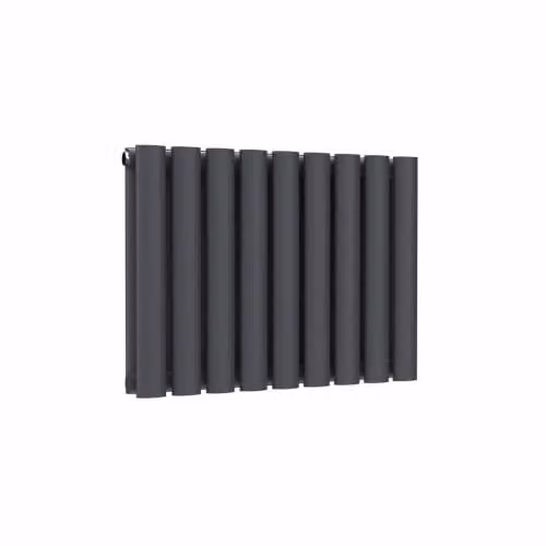 Lux Heat Anthracite Grey Oval Horizontal Double Panel Designer Radiator, H 40 cm x W 54 cm – 1