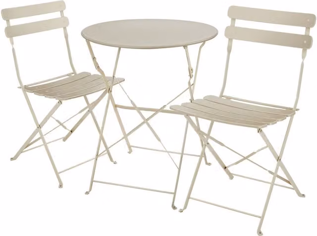 tectake Frieda Bistro Set with Round Folding Table and 2 Chairs in Cream/Beige – 7