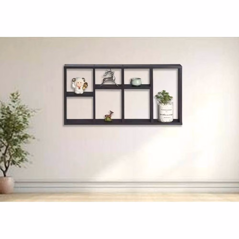 PAWNORA 7-Compartment Wall Mounted Floating Shelves in Matt Black – 3