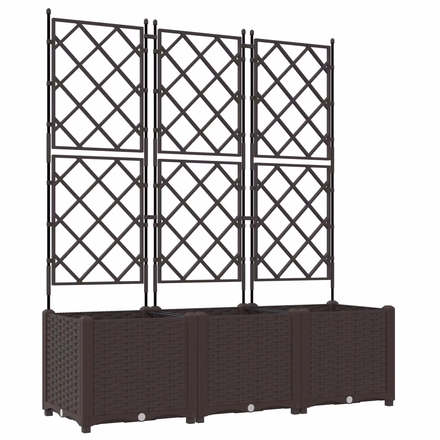 Berkfield Home Garden Planter with Trellis, 3 Piece Set, Brown, W/D/H: 120 x 40 x 143 cm – 2
