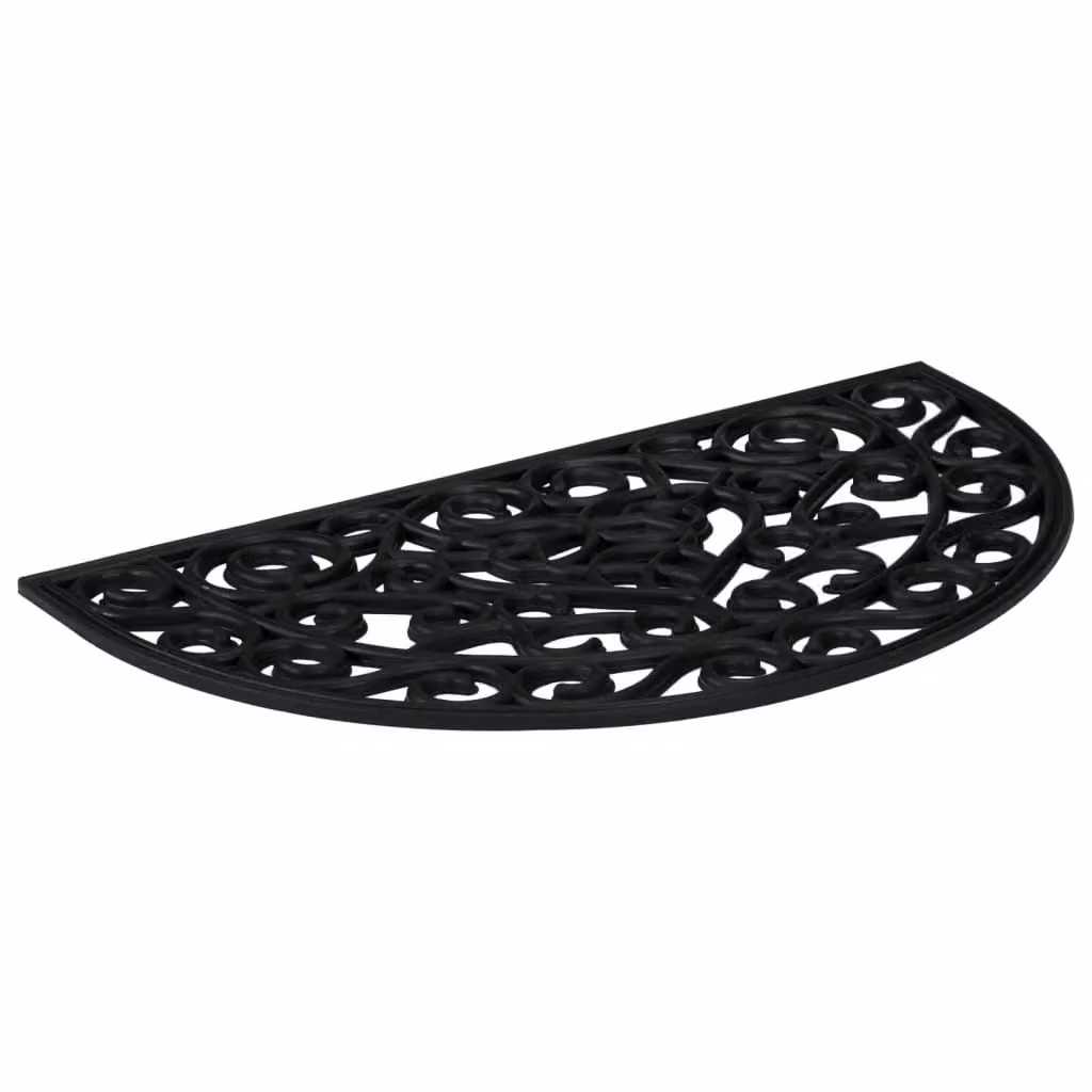 Berkfield Home Semicircular Rubber Door Mat, Black, W: 75 cm, D: 45 cm – 2