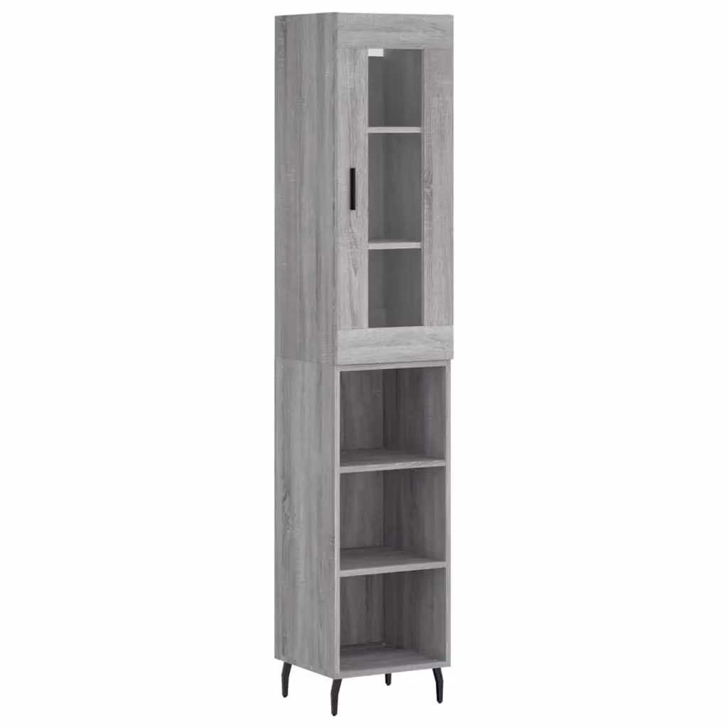 Berkfield Home Grey Sonoma Modern Highboard with Glass Doors, W/D/H: 34.5 x 34 x 180 cm – 2
