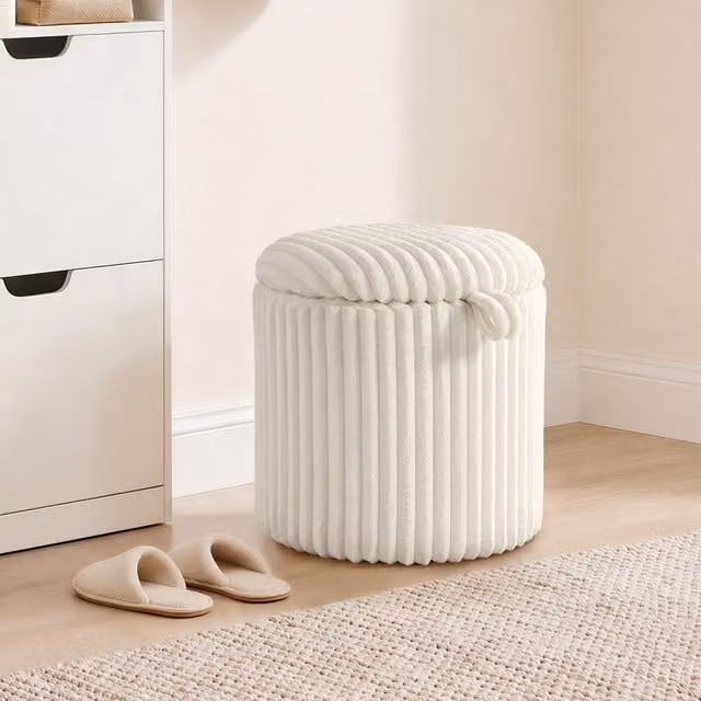 Yaheetech 35L Corduroy Storage Ottoman in Beige