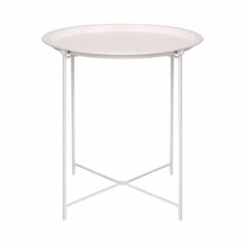 Harbour Housewares Round Metal Tray Table in Matte White