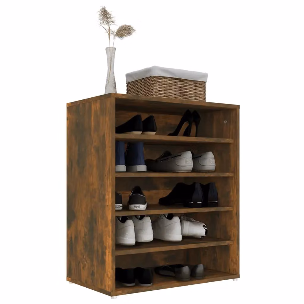 Berkfield Home Smoked Oak Shoe Cabinet in Brown, W/D/H: 60 x 35 x 70 cm – 4