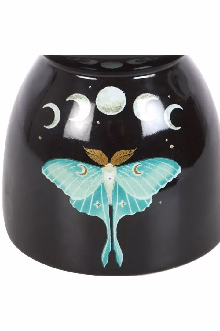 KDMD Luna Moth Ceramic Oil Burner in Black and Silver – 2