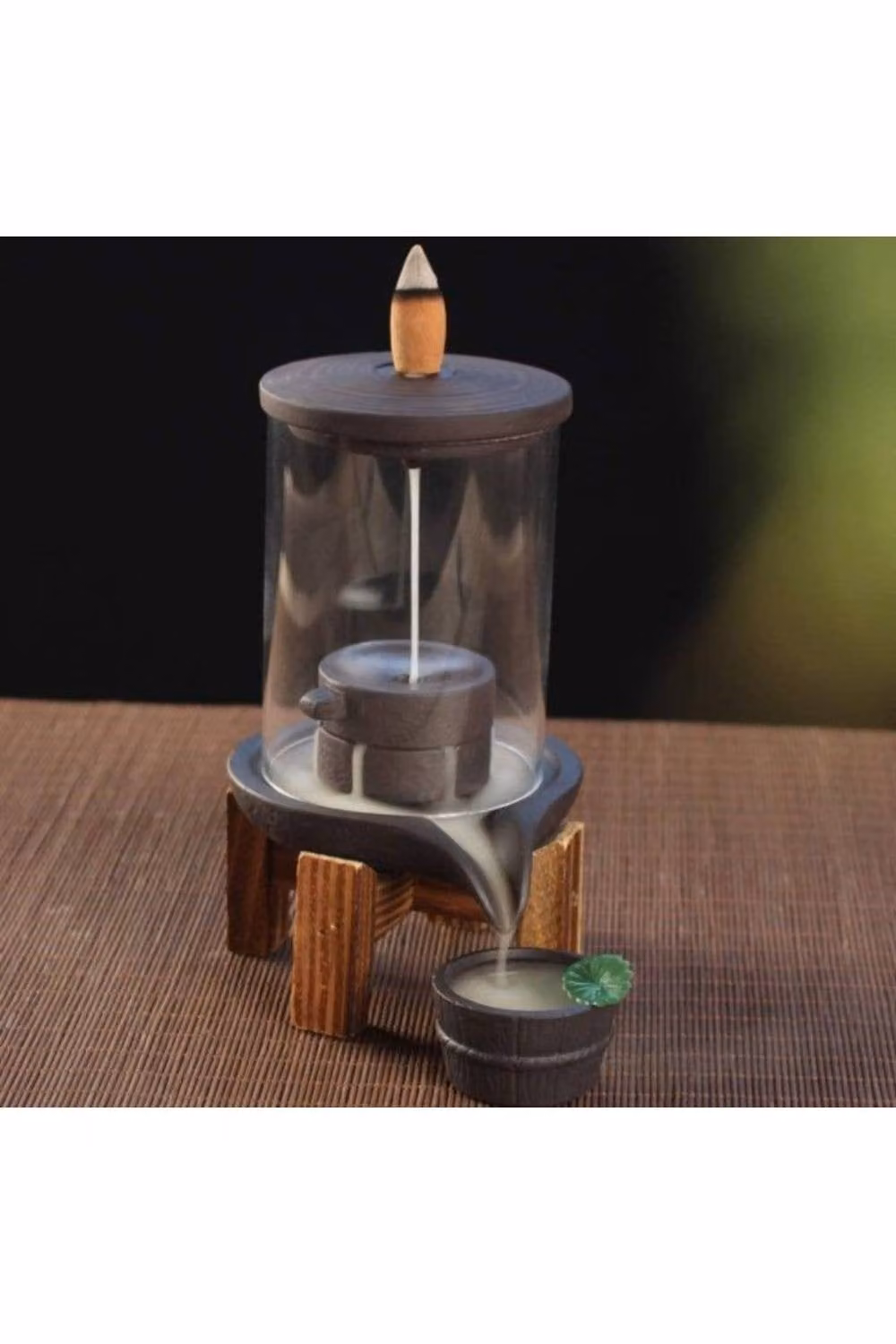 KDMD Teahouse Waterfall Backflow Incense Burner in Dark Brown – 3