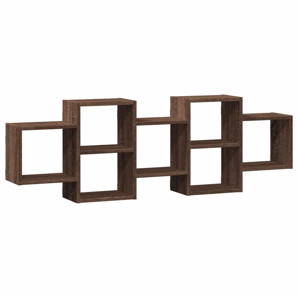 Berkfield Home Wall Mounted Shelf in Brown Oak, W/D/H: 129 x 18 x 42 cm – 2
