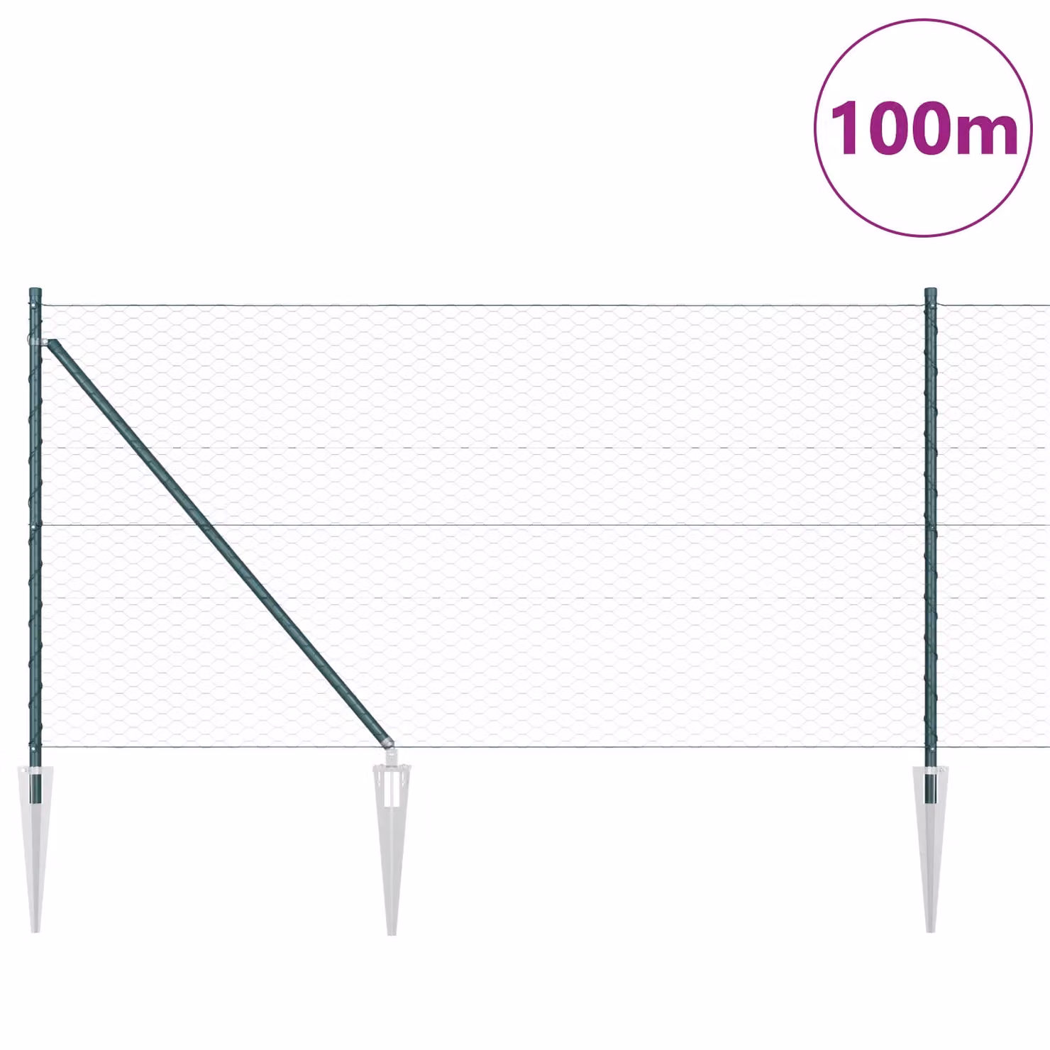 Berkfield Home Green PVC-Coated Steel Hexagon Fence, 1 x 100 m – 1