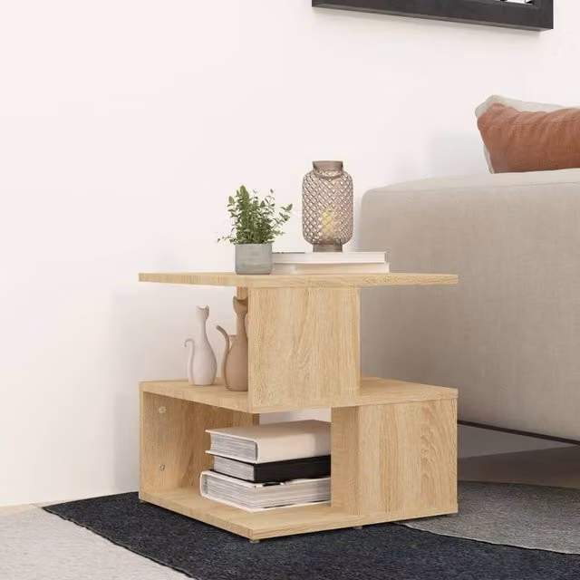 Berkfield Home Sonoma Oak Side Table in Light Brown, W/D/H: 40 x 40 x 40 cm