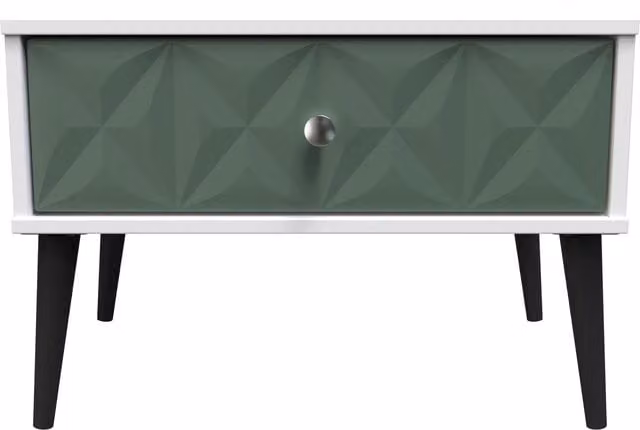 Ready Assembled 2 U Toledo Wide Side Table with 1 Drawer in Green and Black