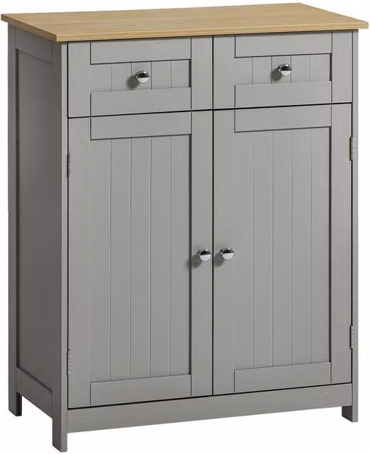 EONLION Modern Grey Bathroom Storage Cabinet with 2 Doors and 2 Drawers – 1