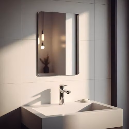 Harbour Housewares Self Adhesive Rectangular Glass Wall Mirror in Silver, W: 30 cm x H: 40 cm – 1