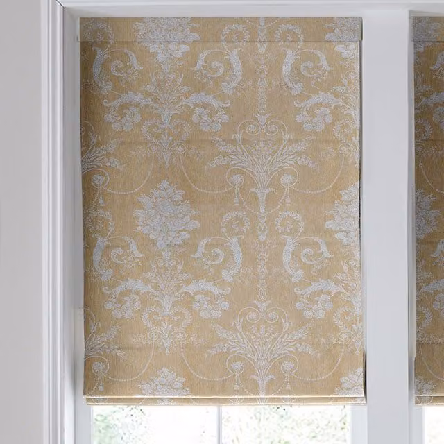 Laura Ashley Josette Made to Measure Blackout Roman Blind in Gold Floral Woven Textile