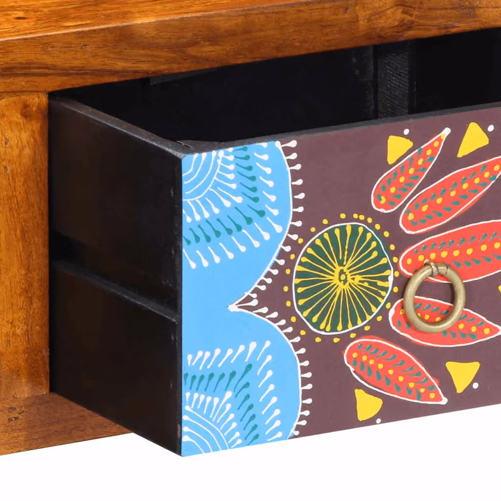 Berkfield Home Wall-mounted Multicolour Acacia Solid Wood TV Cabinet W: 100 cm, D: 22 cm, H: 22 cm – 3