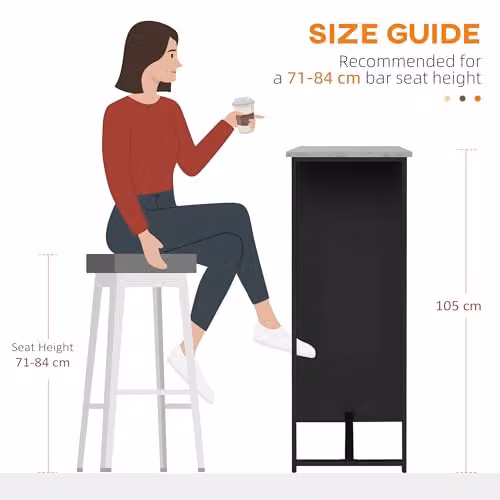 HOMCOM Modern Rectangular Marble Bar Table with Serving Tiers and Wine Rack, Black, W: 105 cm, D: 40 cm, H: 105 cm – 3