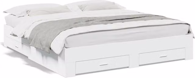 Berkfield Home Modern Bed Frame with Drawers, White, 200 x 200 cm