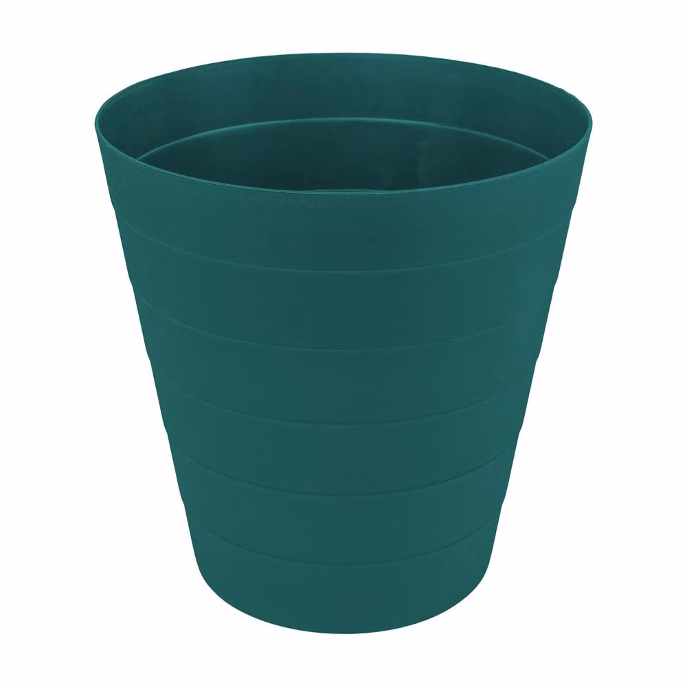 JVL Set of 2 Round Plastic Waste Bins in Petrol, 6.6L each – 2