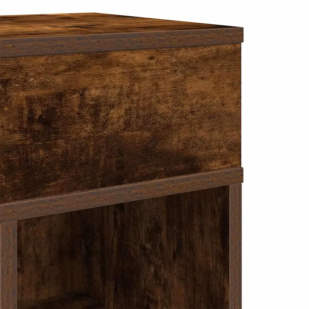 Berkfield Home Set of 2 Bedside Cabinets with Drawer in Smoked Oak Brown, W/D/H: 25 x 31 x 66 cm – 5