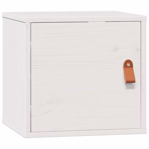 vidaXL White Solid Wood Pine Wall Cabinet with Hinged Doors and Internal Shelves W/D/H: 31.5 x 30 x 30 cm