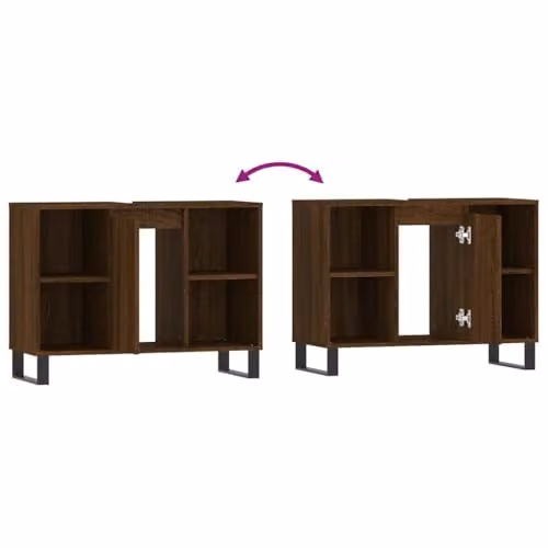 vidaXL Brown Industrial Bathroom Cabinet with Hinged Doors and Internal Shelves, W/D/H: 80 x 33 x 60 cm – 3