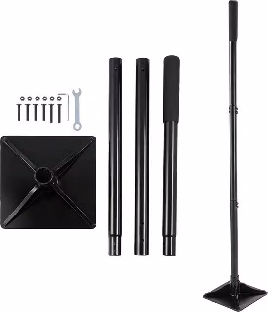 Kelvenix Heavy Duty 20cm Ground Tamper and Earth Soil Rammer with Adjustable Leveling in Black