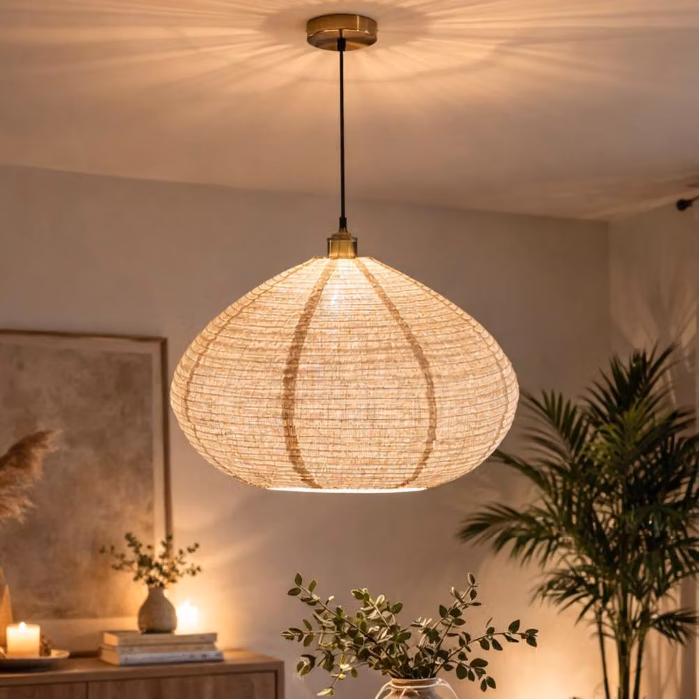 CGC Lighting Selma Handmade Linen Easy Fit Bell Shape Lampshade in Beige, W: 40 cm, D: 40 cm, H: 50 cm – 2