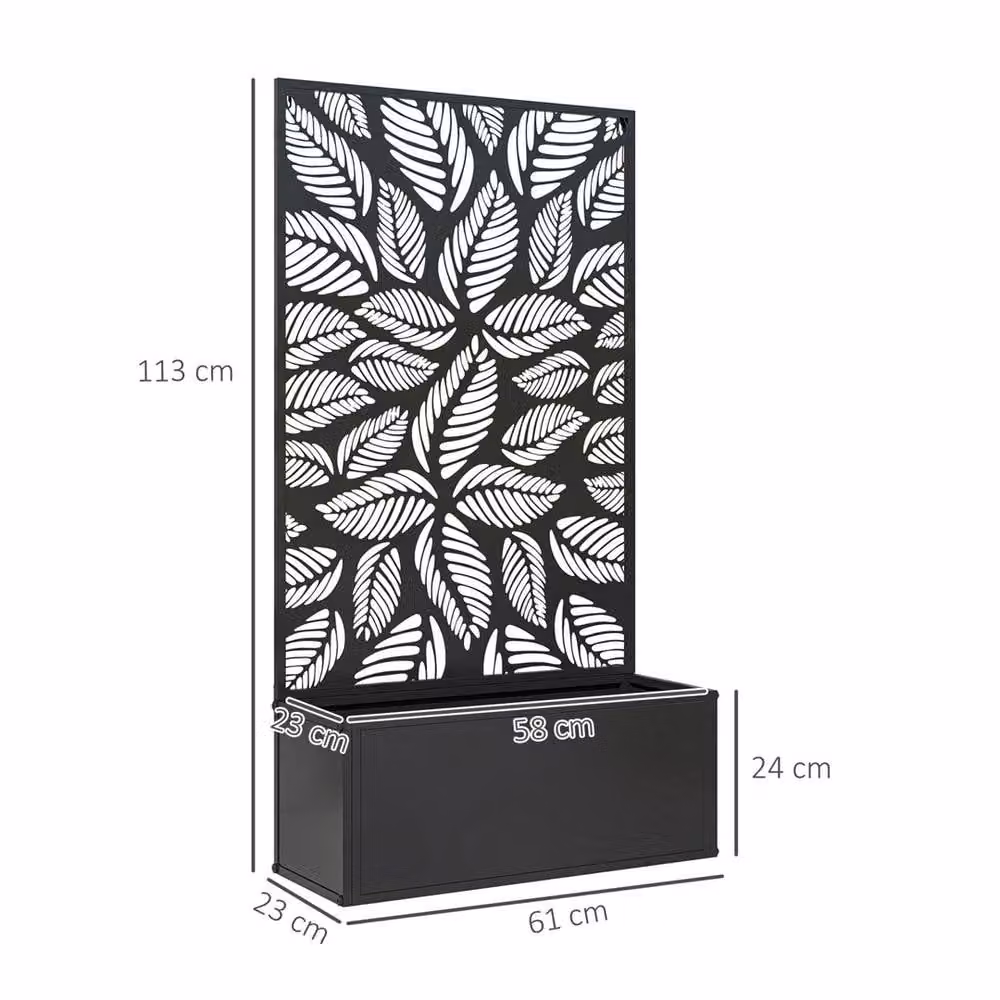 VOGREX Black Metal Raised Garden Bed with Trellis and Elevated Planter Box – 2