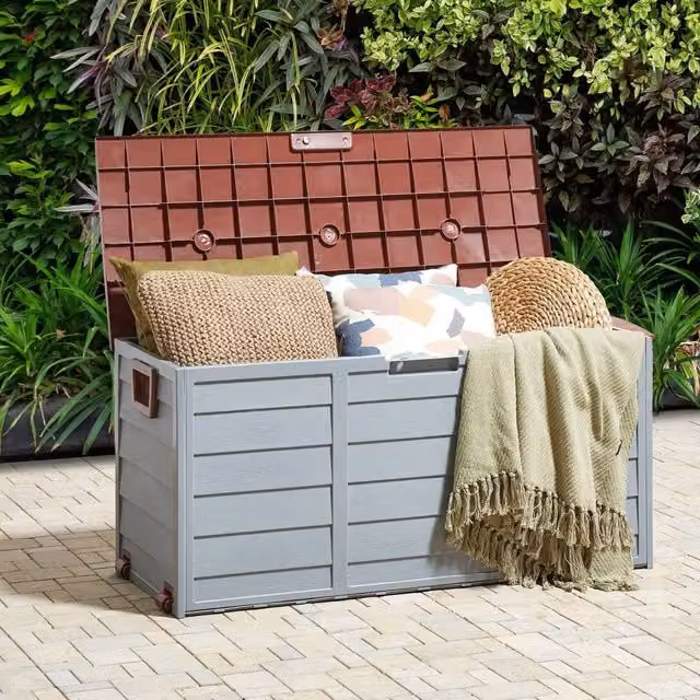 Wyld and Coco Grey Outdoor Storage Box with Handles and Castors W/D/H: 112 x 50 x 53 cm – 1