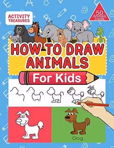 Activity Treasures How To Draw Animals For Kids Step-By-Step Drawing Book with 50 Animals in Multicolour