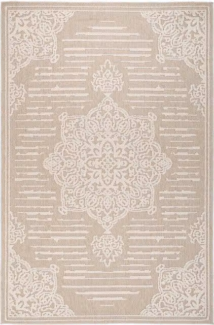 The Rug House Beige Medallion Oriental Loop Pile Rug, Width: 230 cm