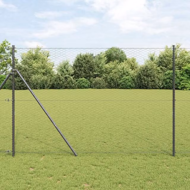 Berkfield Home Grey Powder-Coated Steel Fencing Set of 2, W/D/H: 25 x 1.5 m