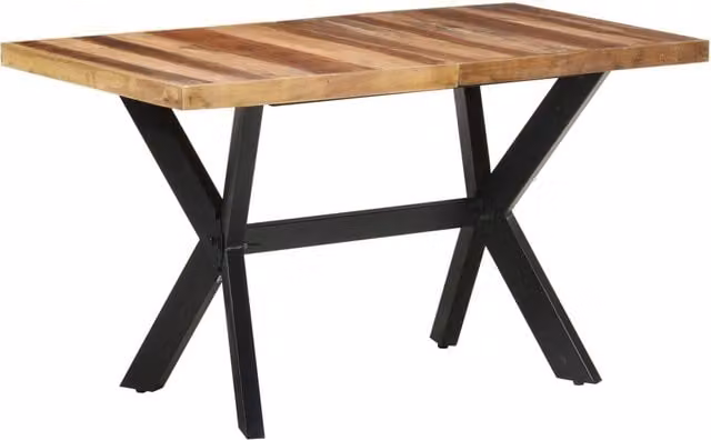 Berkfield Home Rectangular Solid Wood Dining Table in Brown with X-Frame Design, W/D/H: 140 x 70 x 75 cm – 1