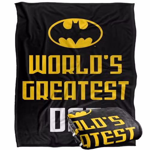 Warner Bros. Batman Worlds Greatest Dad Super Soft Fleece Throw Blanket, Multicolour, W: 152 cm, D: 127 cm
